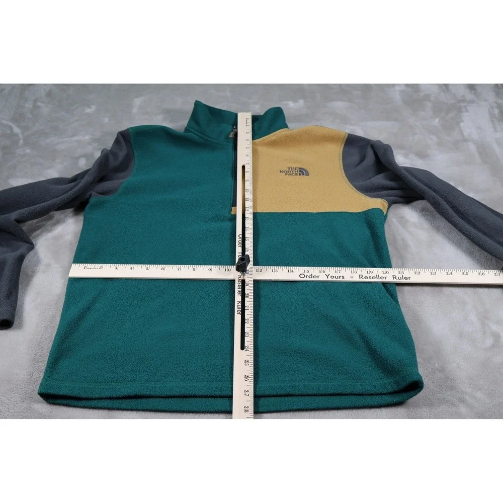 The North Face Sweatshirt Mens‎ M Green Pullover 1/4 Zip Fleece Embroidered Logo